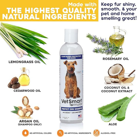 Protect Shampoo for Dogs; No More Scratching, Itching, or Hot Spots with Plant-Based All-Natural Formula with Healthy Essential Oils - Made in USA