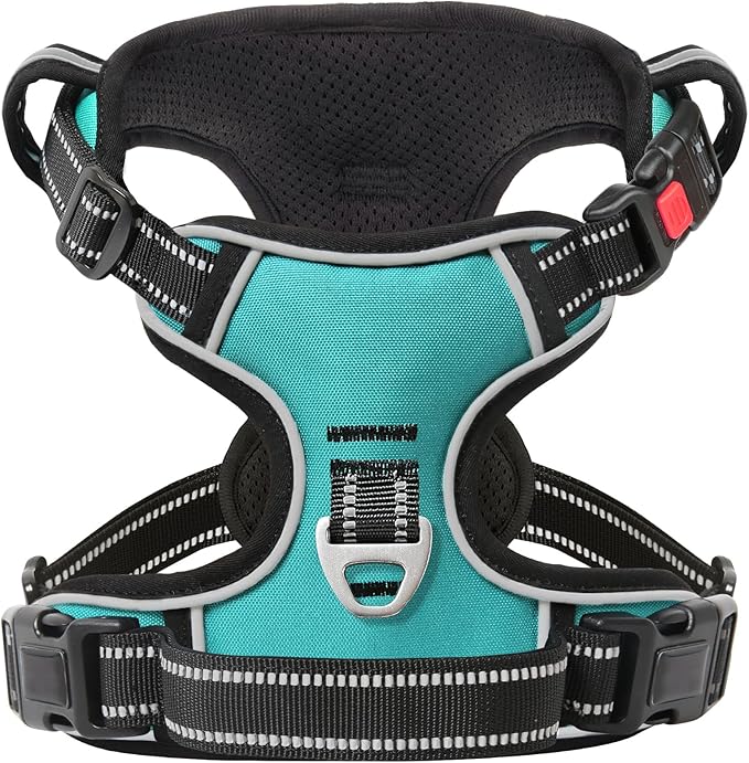 Timos Dog Harness, No-Pull Pet Harness with 2 Leash Clips, 3 Snap Buckles Adjustable Soft Padded Dog Vest, Reflective No-Choke Pet Oxford Vest with Easy Control Handle for Small Medium Large Dogs
