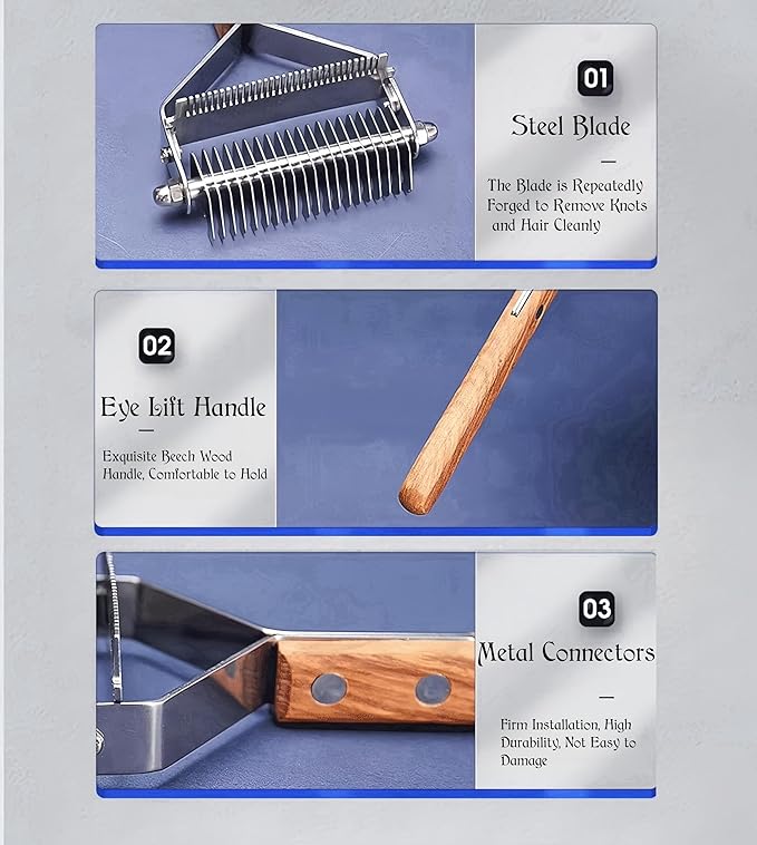 Dog Grooming Brush, 2-in-1 Deshedding Tool and Undercoat Rake for Long and Short Hair Dogs, Dematting Comb and Pet Hair Deshedder