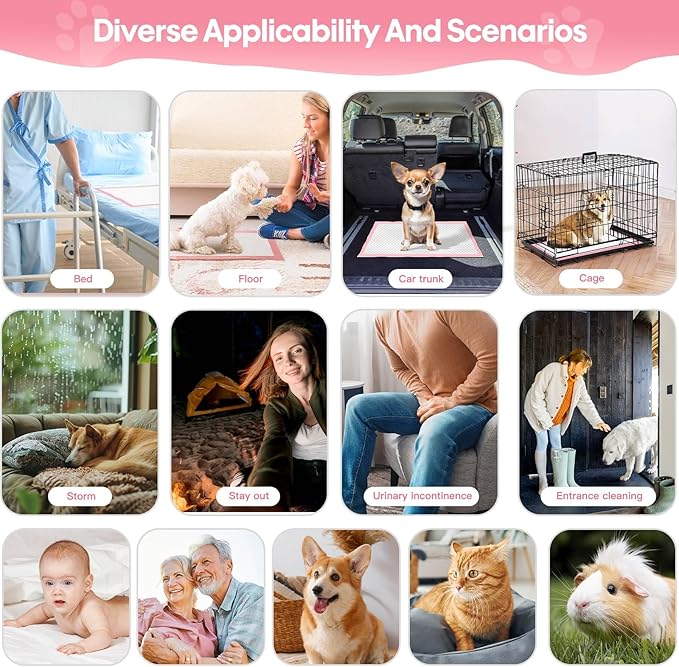 BinetGo Pink Disposable Pee Pads for Dogs, 25 Count 24” x 35.5” X-Large Wee Wee Pads for Dogs Urine, Extra Absorbent Unscented Puppy Pads, Pet Training Pad for Dog, Pink Doggy Pee Pads for Indoors