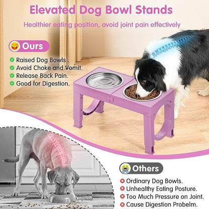 Elevated Dog Bowls Large Breed XIAZ Raised Dogs Bowl Stand Large/Medium Sized Dog 1L Food Water Bowl Stands 5 Heights Adjustable 9/11/12/15in Pink Pet Feeder Dish Station