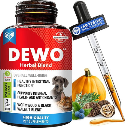 Natural Intestinal Defense for Dogs & Cats – Herbal Cleanse with Wormwood, Black Walnut – Promotes Healthy Gut & Flora Balance – Advanced Broad Spectrum Formula