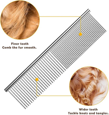 Candure Pet Friendly Double-Sided Dematting Undercoat Rake and Comb for Effective Hair Removal and Shedding Control in Dogs & Cats (Small, Green)