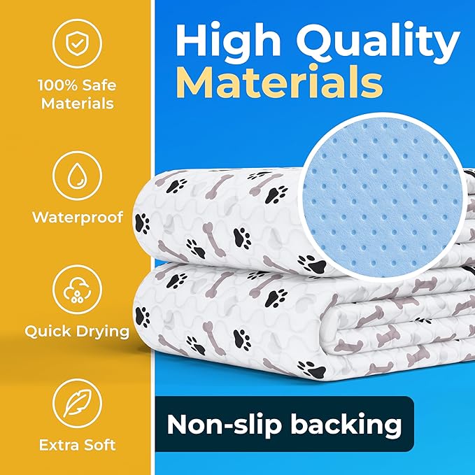 GREEN LIFESTYLE Washable Pee Pads for Dogs - Waterproof Reusable Puppy Pads with Anti-Slip Backing, Pet Training Pad for Puppy Playpen, Crate, Whelping Box, Potty Training (Pack of 2-18x24)