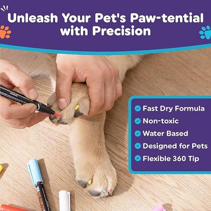 Dog Nail Polish Pens Quick Dry 15 Colors - Pet Nail Polish for Dogs or Cats, Easy Application Dog Safe Nail Polish, Fast Dry Dog Polish - Great Girl Dog Accessories, or a Puppy Nail Pawlish Set