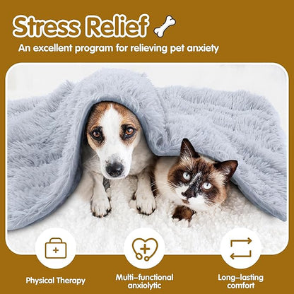 BALAPET Fluffy Weighted Blanket for Dogs, 7 Layers Soft Faux Fur Blanket for Pets Separation Anxiety,Relaxation and Calming,Perfect for Thunderstorm Firework Car Travel and Camping,Machine Washable(L)