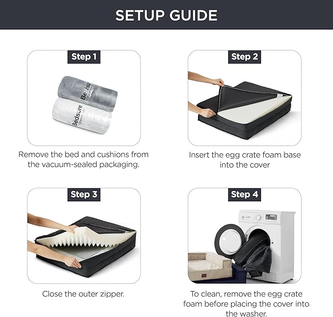 Bedsure Orthopedic Dog Bed for Medium Dogs - Supportive Egg Foam Dog Sofa, Bolster Couch Pet Bed with Removable Waterproof Washable Cover, Comfy Plush Velvet Fluff Surface, Nonskid Bottom, Charcoal