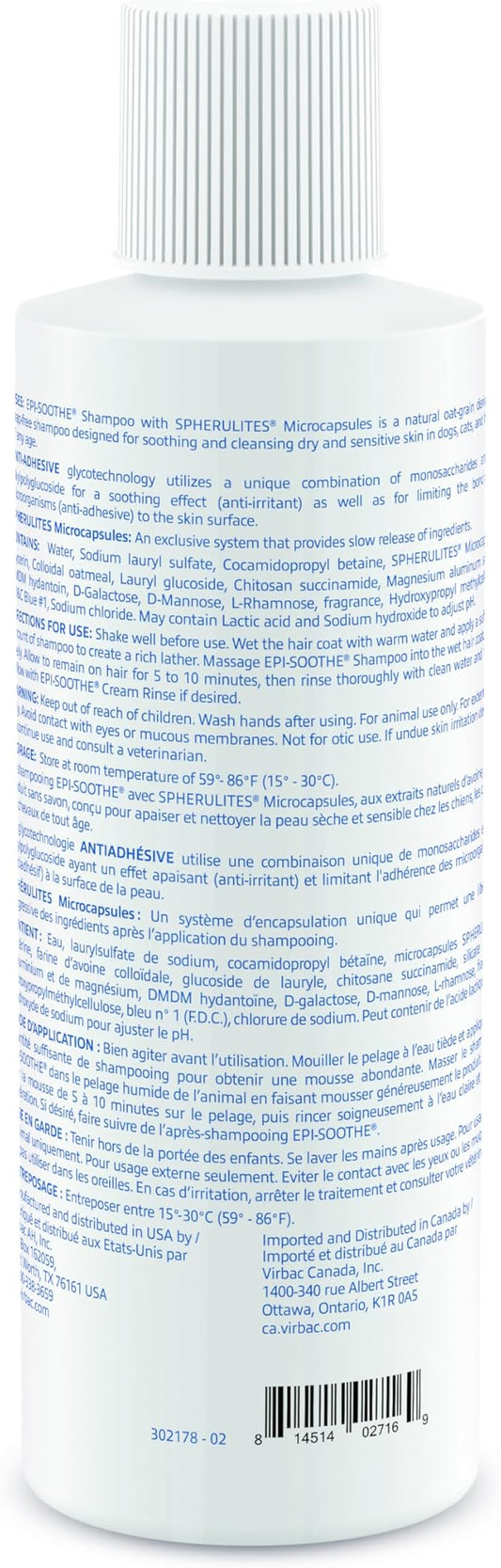 Virbac Epi-Soothe Pet Shampoo For Dogs, Cats & Horses (16 oz) - For Dry or Sensitive Skin