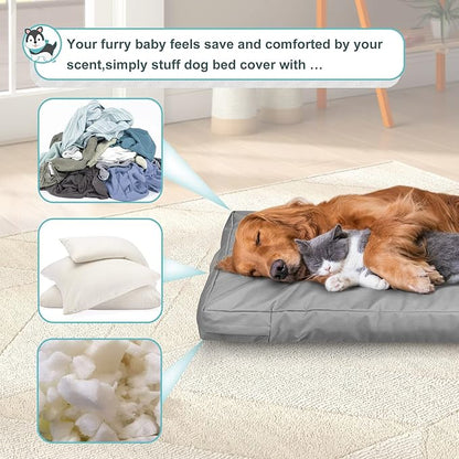 Explore Land Waterproof Dog Bed Cover Canvas Washable Dog Crate Pad Replacement Cover for 42 Inch Crate, 40Lx27Wx4H inch, Gray