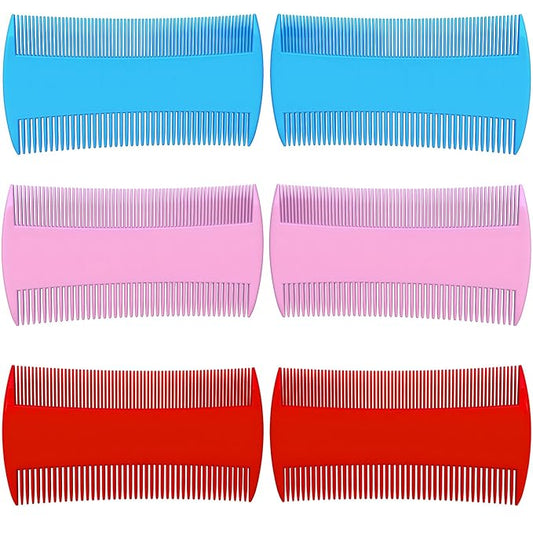 Double-Sided Pet Grooming Comb Set, 6-Pack Flea and Lice Combs with Rounded Teeth, Professional Dematting Tool for Pets