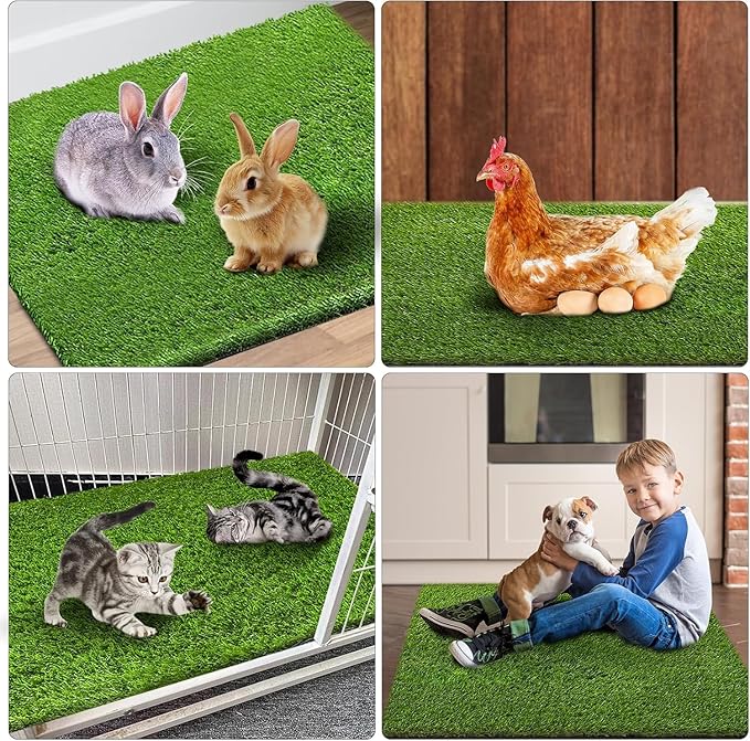 2 Pack 26"x30" Dog Grass Pee Pads, Reusable Artificial Grass Turf Rug for Puppy & Cats, Washable Fake Grass Mat Dog Pee Pad Replacement Outdoor Indoor Potty Training Pads with Drainage Holes