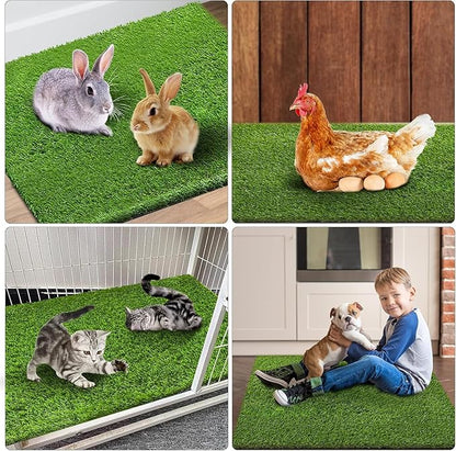 2 Pack 26"x30" Dog Grass Pee Pads, Reusable Artificial Grass Turf Rug for Puppy & Cats, Washable Fake Grass Mat Dog Pee Pad Replacement Outdoor Indoor Potty Training Pads with Drainage Holes