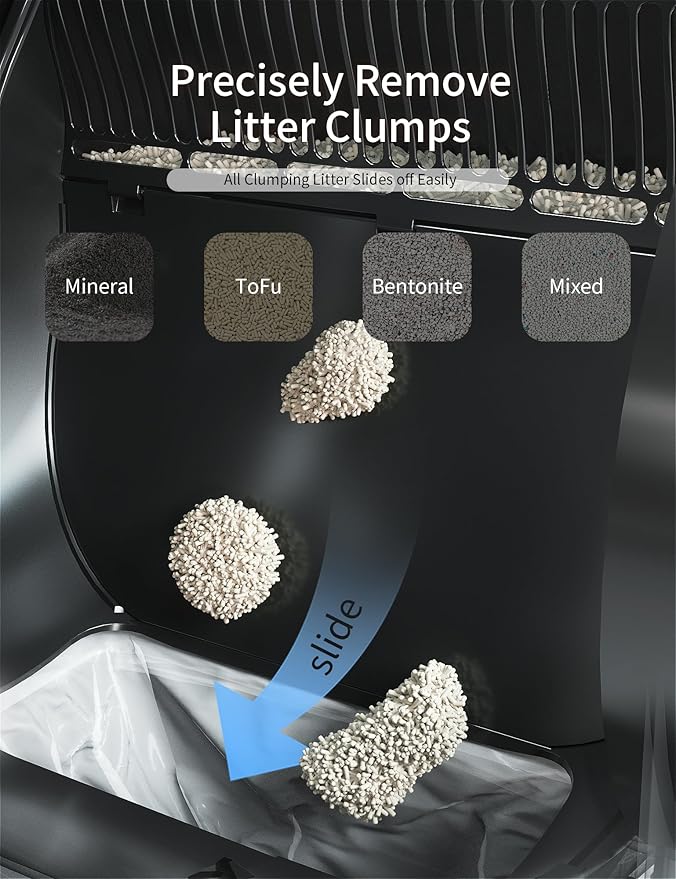 Automatic Cat Litter Box Self Cleaning,Smart Litter Box with 10 Safety Sensor Radars,100L Electric Cat Litter Boxes with Stairs for Multiple Cats,APP-Control,Advanced Odor Control OMCPET (Black)