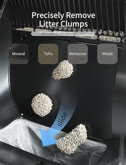 Automatic Cat Litter Box Self Cleaning,Smart Litter Box with 10 Safety Sensor Radars,100L Electric Cat Litter Boxes with Stairs for Multiple Cats,APP-Control,Advanced Odor Control OMCPET (Black)
