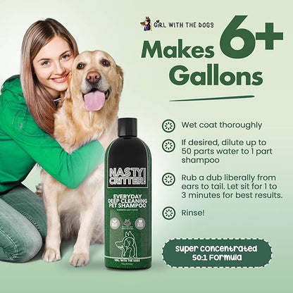 Nasty Critter! by Girl With The Dogs - Everyday Deep Cleaning Dog Shampoo 16 Oz, Made in USA 8 Wks+