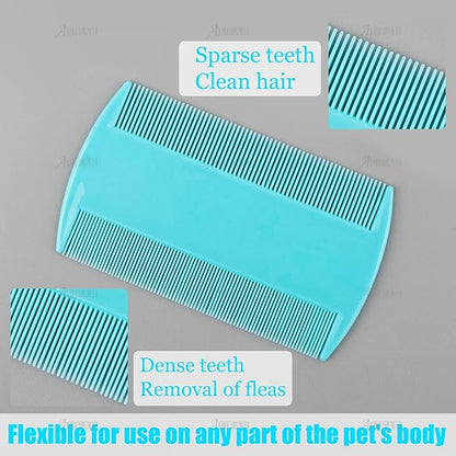 AUEAR, 12 Pack Plastic Pet Comb Flea Lice Dog Cat Double Sided Fine Tooth Hair Grooming 4 Colors
