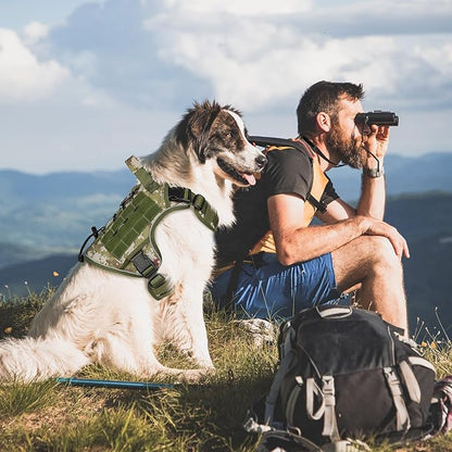 WINGOIN Tactical Dog Harness for Extra Large Dogs, Heavy Duty No Pull Dog Harness with Handle, Adjustable Reflective Military K9 Big Dog Vest for Great Dane, Walking, Hunting, Green Camo (XXL)