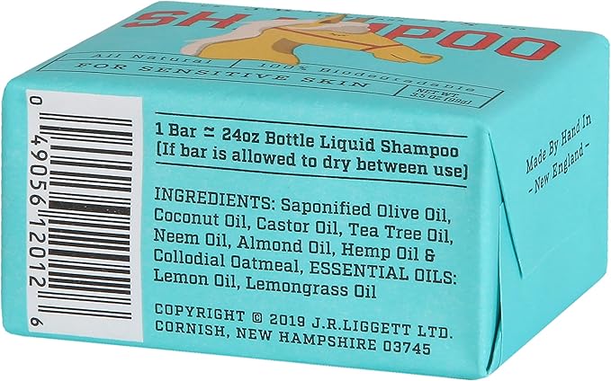J·R·LIGGETT'S Horse Mane and Tail Shampoo Bar Great for Sensitive Skin | Relieves Dry, Itchy Skin | Hypoallergenic Formula, Biodegradable | 100% Detergent-Free, Ecologically Correct, Non-GMO, 3.5 oz.