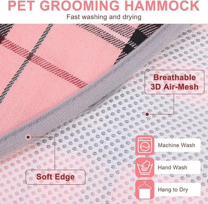 BEAUTYZOO Dog Grooming Hammock for Small Dogs Cat- Dog Sling for Nail Trimming/Clipping- Dog Hanging Harness Holder with Thick Fabric Neck Support & Strap Restraint Claw Care, Pink XS