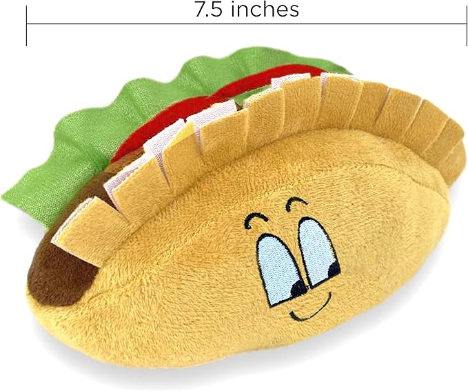 Baja Ponchos 4 Pack Fiesta Dog Chew Toys and Sombrero - Mexican Squeak Plush Toys - Dog Gifts for Chihuahuas - Taco - Tequila - Hot Sauce - for All Breeds