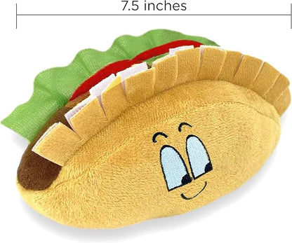 Baja Ponchos 4 Pack Fiesta Dog Chew Toys and Sombrero - Mexican Squeak Plush Toys - Dog Gifts for Chihuahuas - Taco - Tequila - Hot Sauce - for All Breeds