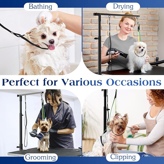 Pawaboo Pet Grooming Arm with Clamp, Dog-Grooming-Arm Dog Grooming Stand and Free Two No Sit Haunch Holder with Grooming Loop, Foldable Dog Grooming Arm for Small Medium Pet