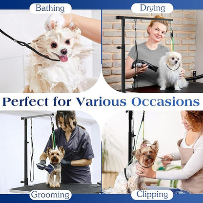 Pawaboo Pet Grooming Arm with Clamp, Dog-Grooming-Arm Dog Grooming Stand and Free Two No Sit Haunch Holder with Grooming Loop, Foldable Dog Grooming Arm for Small Medium Pet