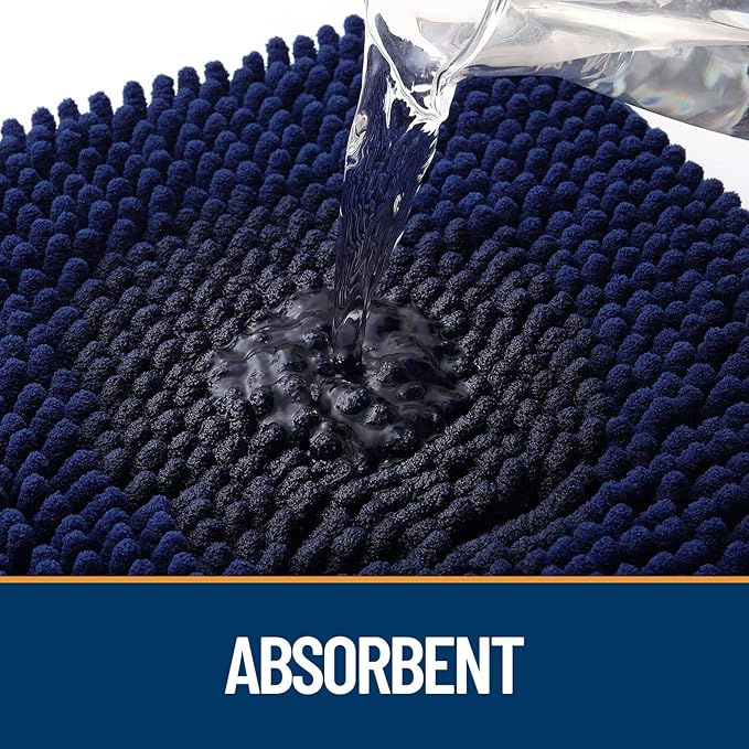 OLANLY Dog Door Mat for Muddy Paws 59x24, Absorbs Moisture and Dirt, Absorbent Non-Slip Washable Mat, Quick Dry Chenille, Mud Mat for Dogs, Entry Indoor Door Mat for Inside Floor, Navy Blue
