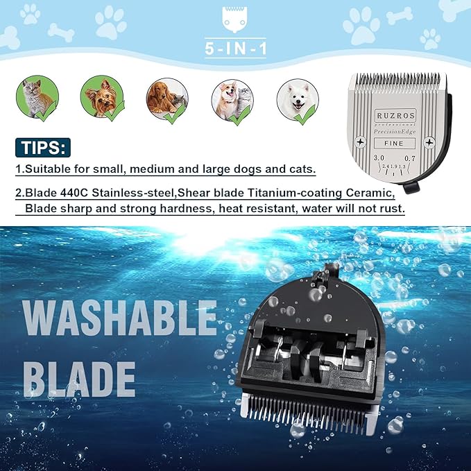 Pet Dog 5 in 1 Adjustable Standard Grooming Replacement Blade Compatible with Wahl Arco, Bravura,Chromado,Creativa,Figura,Motion,Bellissima and Li+ Pro Clippers (2 pcs)