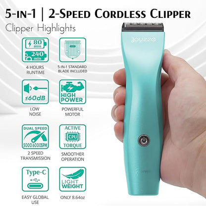 Hornet Teal 5-in-1 Cordless Clipper - Powerful and Versatile Dog Clippers for Grooming - Stylish Dog Clippers for Grooming - Perfect for Professional and Dog Grooming Clippers