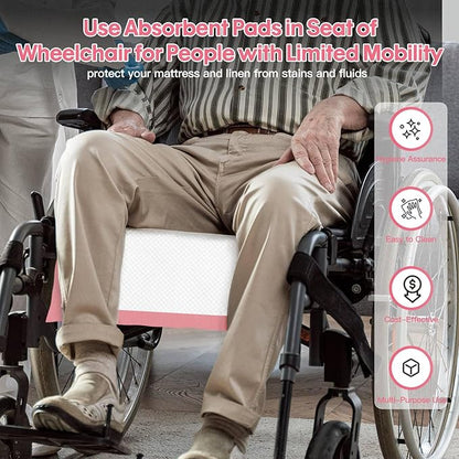 BinetGo Pink Disposable Pee Pads for Dogs, 40 Count 24” x 24” Large Wee Wee Pads for Urine, Extra Absorbent Unscented Puppy Pads, Pet Training Pads for Dogs, Pink Doggy Pee Pads for Indoors