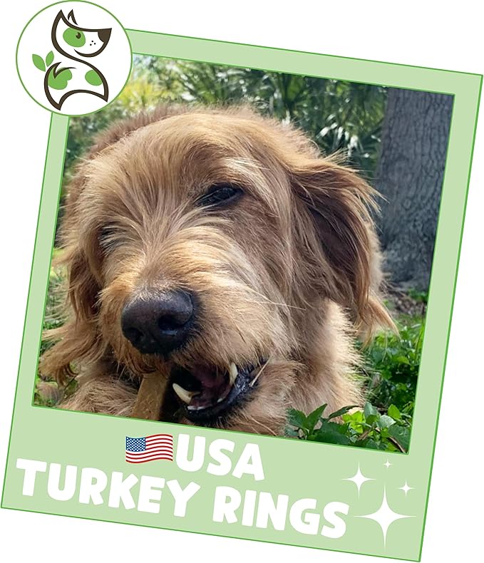 Nature Gnaws USA Turkey Tendon Rings for Dogs (8oz) - Delicious Grain Free Reward Snack for Small, Medium & Large Breeds - Premium Natural Dog Chew Treats