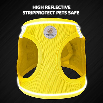Dog Harness and Leash Set, No Pull Soft Mesh Puppy Harness for Small Medium Dogs, Cats - Step in Reflective Breathable Lightweight Vest Harness for Walking, Training - Yellow, S