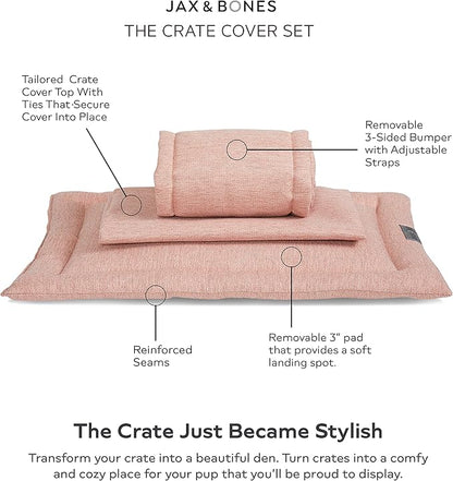 Jax & Bones Dog Crate Cover & Dog Crate Pad Set - Includes Crate Bed, Kennel Cover, & Soft Liner That Acts Like a Bumper - Extra Large Lark Graphite - Made in USA