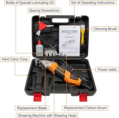 BEETRO 550W Electric Professional Sheep Shears, Animal Grooming Clippers for Sheep Alpacas Goats and More, 6 Speeds Heavy Duty Farm Livestock Haircut, with an Extra Set of Shearing Blades
