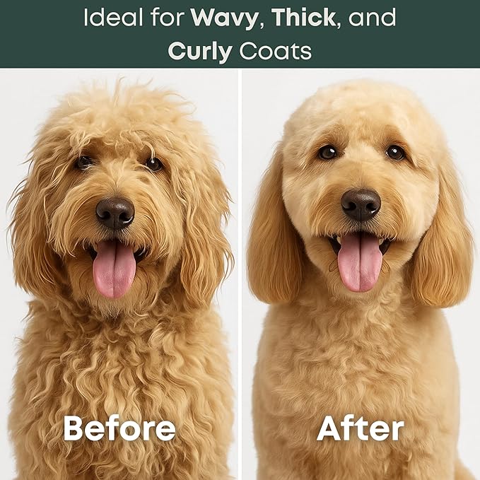 Dematting Comb for Dogs - Dematting Tool for Grooming Dog Matting - Serrated Matted Hair Removal Brush - Easily Remove Knots, Mats, and Tangles - Designed for Wavy & Curly Coats - Freshly Bailey