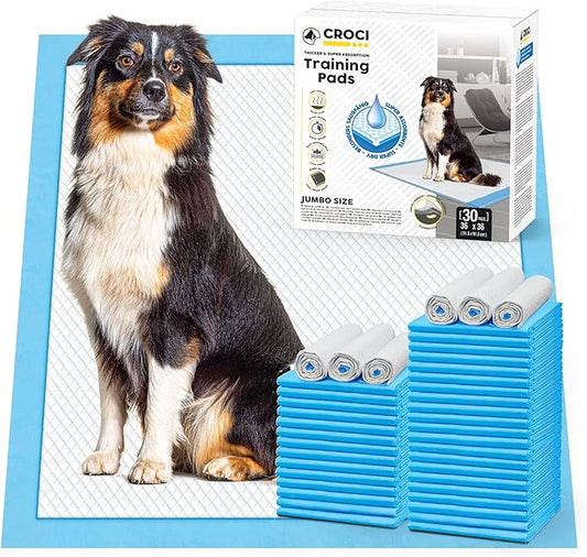 CROCI Wee Wee Pads for Dogs - 36x36in Extra Large Puppy Dog Pads with Adhesive Tabs, Super Absorbent Up to 10 Cups, Disposable (30 Counts)