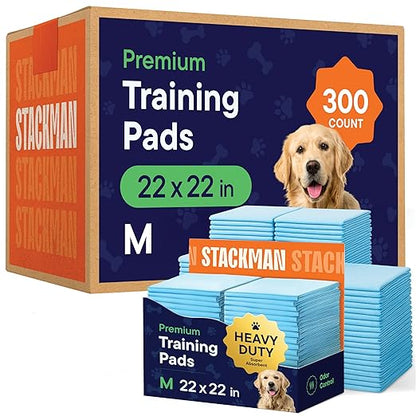 Puppy Pads Pet Pee Pads 22" x 22" [300-Count] Pet Training Disposable Pads, Compact Breed Pad, Leak-Proof, Bulk Case Pack - for Dachshunds, Shih Tzus, Pomeranians, Heavy Duty Surface Protector