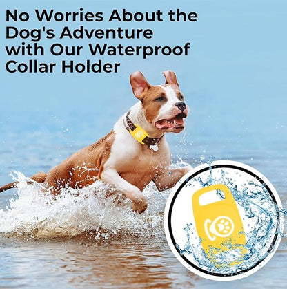 Dog Tracker Smart Pet Location Tracker with Collar Holder Pink, Personalized Smart Item Finder, MFi Certificated Dog Tracking Device, No Monthly Fee,Works with Apple Find My,Not GPS (iOS Only) Golden