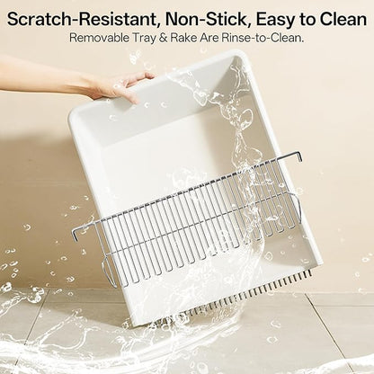 Self Cleaning Cat Litter Box, Open-Top Automatic Litter Box for Multiple Cats, Weight Sensors Safety Protection, Smart APP Control, Odor-Free Waste Disposal, Works with Bentonite Mineral Litter