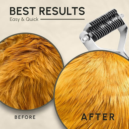 Flamia & Jabz Undercoat Rake for Dogs & Cats, Dematting Grooming Stripper Tool (16 Blades)