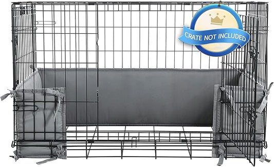 Hombys Dog Crate Bumper with Ties - Soft Crate Accessory (Do Not Include Cage) (Dark Grey, 42"x27")