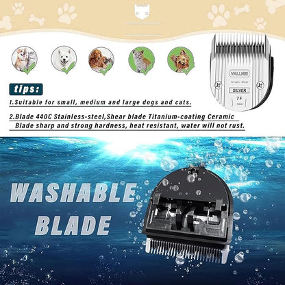 Detachable Adjustable Pet Dog Grooming Clipper 5-in-1 Blade Compatible with WAHL Professional Animal Blade Arco, Bravura, Chromado, Creativa, Figura, and Motion Pet, Dog, and Horse Clippers(7F)
