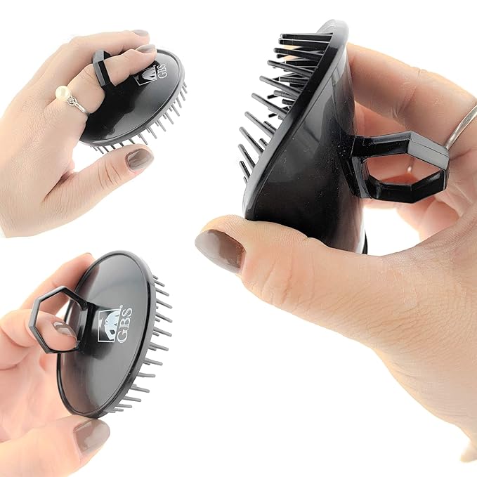 G.B.S No.100 Black Scalp Massager Shampoo Brush for Deep Cleaning Men's Hand Brush Plastic Growth Beard Brush Pet Grooming Round Palm Brush
