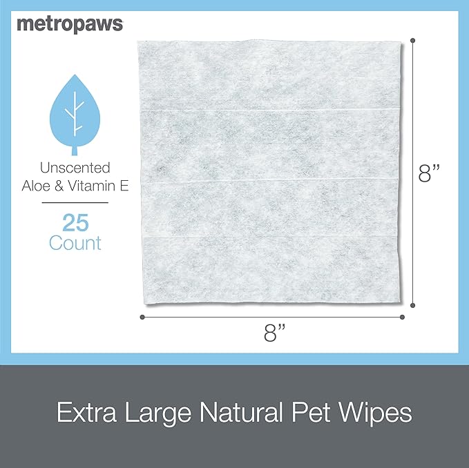 MetroPaws Unscented Dog Wipes, 25 Extra Large, Thick Cleaning Wipes & The Dog Waste Bag Dispenser & Holder, Bag Holder With 20 Bags for Leash - Lime