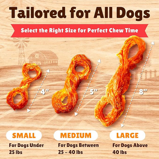 Gootoe Turkey Tendon Dog Treats, Rope (L) 1 lb, 100% USA Sourced Turkey, Natural Snack, Premium Puppy Chews, Hypoallergenic, Rawhide Free, Reseal Value Bag, Sizes for Large Dogs