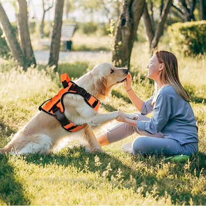 WINGOIN Orange Tactical Dog Harness for Medium Dogs, Heavy Duty No Pull Dog Harness with Handle, Adjustable Reflective Military K9 Pet Vest for Pitbull, Female, Male, Walking, Training, Hunting (M)
