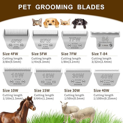7FW+5FW+4FW Detachable Dog Grooming Wide Blades,Cut Length 1/8"(3.2mm) to 3/8”(9.5mm) Compatible with Andis,Oster A5,Wahl KM10 Series Clippers,3 Pack