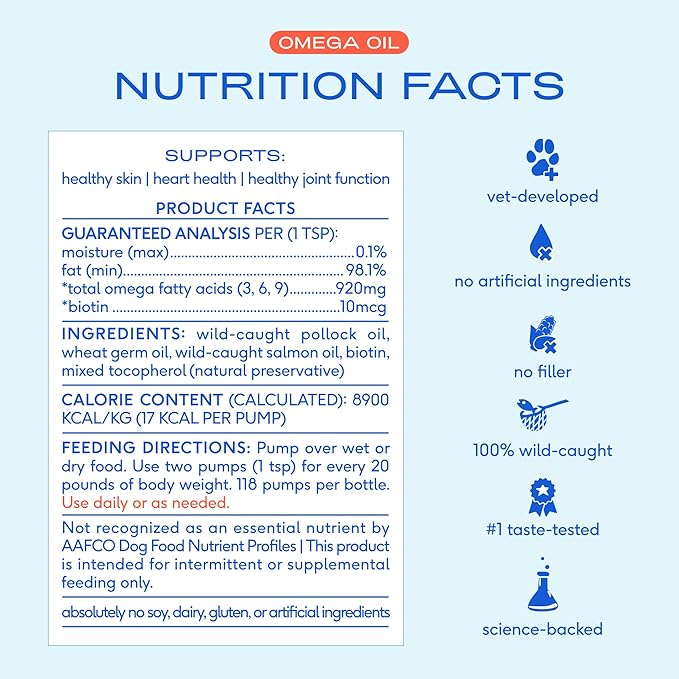 Native Pet Omega 3 Fish Oil for Dogs & Cats - Promotes Healthy Skin, Shiny Coat, & Strong Joints - Made with Wild Alaskan Salmon Oil for Dogs – Tasty, Fast-Absorbing Omega 3 6 9 Liquid Supplement- 8oz