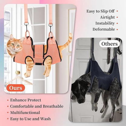 PatiencET Dog Grooming Hammock, Pet Grooming Hammock for Cats & Dogs with Security Strap, Dog Sling for Nail Trimming with Nail Clippers/Trimmer, Nail File, Pet Comb(S)